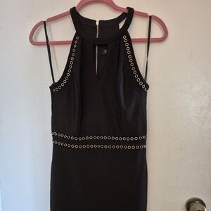 GUESS Black Mini Dress S Gold Grommet Embel